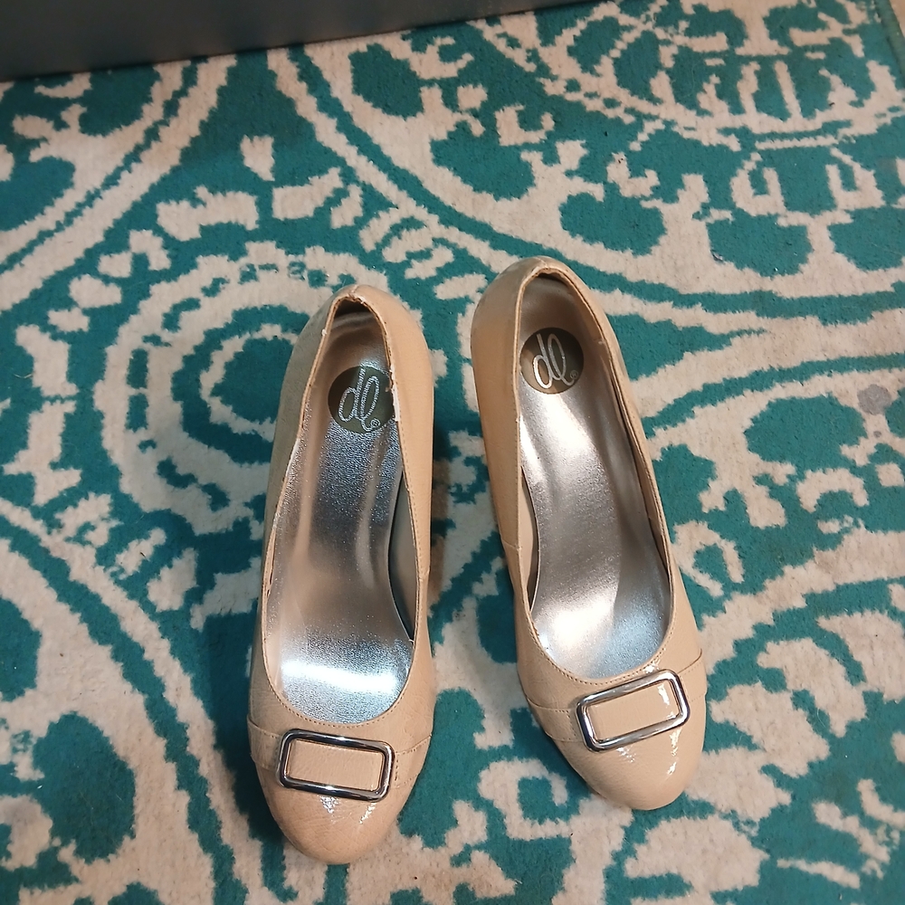 Dollhouse Nude Patent Buckle Pumps